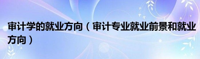 审计学的就业方向（审计专业就业前景和就业方向）