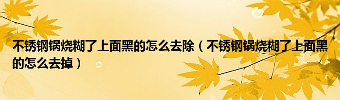 不锈钢锅烧糊了上面黑的怎么去除（不锈钢锅烧糊了上面黑的怎么去掉）