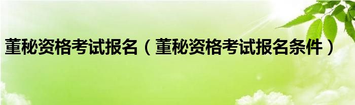 董秘资格考试报名（董秘资格考试报名条件）
