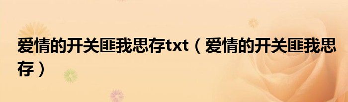 爱情的开关匪我思存txt（爱情的开关匪我思存）