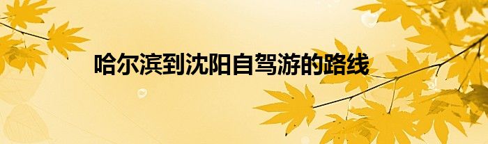哈尔滨到沈阳自驾游的路线