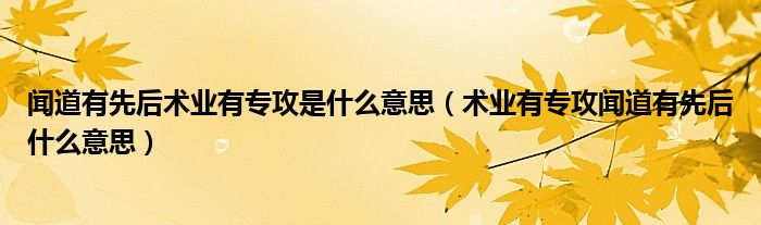 闻道有先后术业有专攻是什么意思（术业有专攻闻道有先后什么意思）