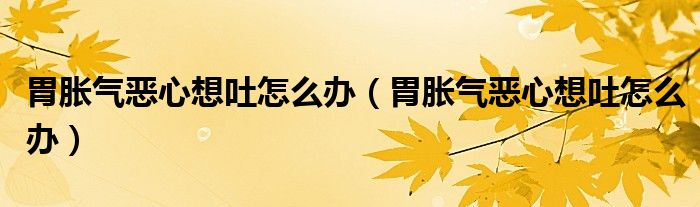 胃胀气恶心想吐怎么办（胃胀气恶心想吐怎么办）