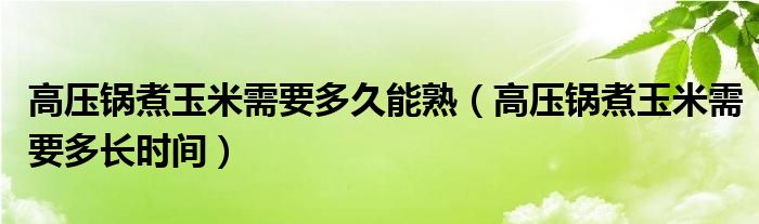 高压锅煮玉米需要多久能熟（高压锅煮玉米需要多长时间）
