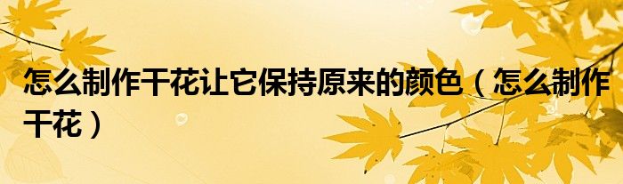 怎么制作干花让它保持原来的颜色（怎么制作干花）