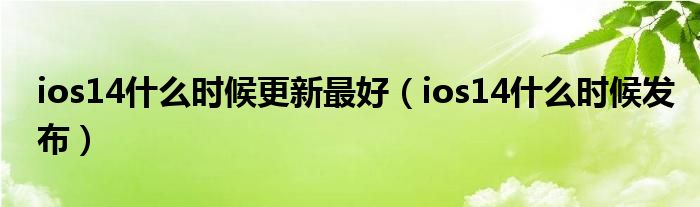 ios14什么时候更新最好（ios14什么时候发布）