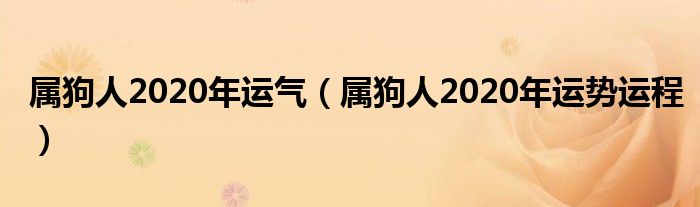属狗人2020年运气（属狗人2020年运势运程）