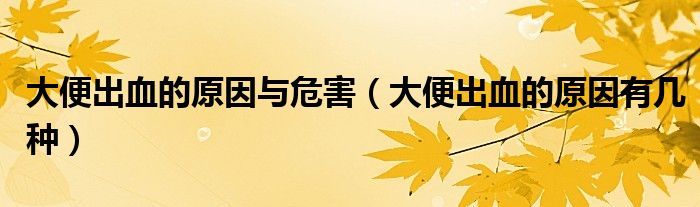 大便出血的原因与危害（大便出血的原因有几种）