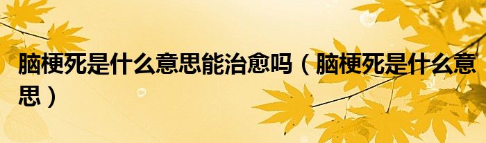 脑梗死是什么意思能治愈吗（脑梗死是什么意思）