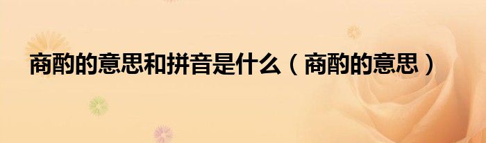 商酌的意思和拼音是什么（商酌的意思）