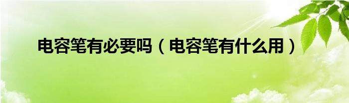 电容笔有必要吗（电容笔有什么用）