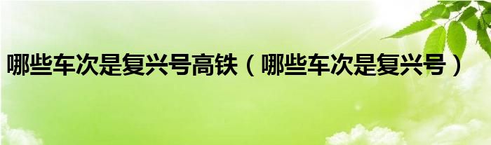 哪些车次是复兴号高铁（哪些车次是复兴号）