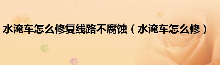 水淹车怎么修复线路不腐蚀（水淹车怎么修）