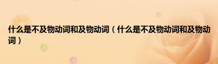什么是不及物动词和及物动词（什么是不及物动词和及物动词）