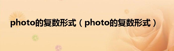 photo的复数形式（photo的复数形式）