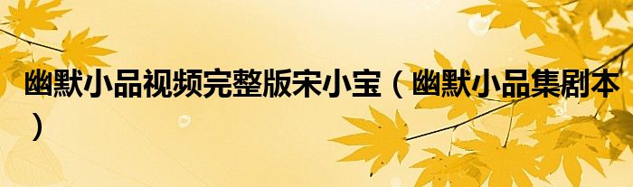 幽默小品视频完整版宋小宝（幽默小品集剧本）