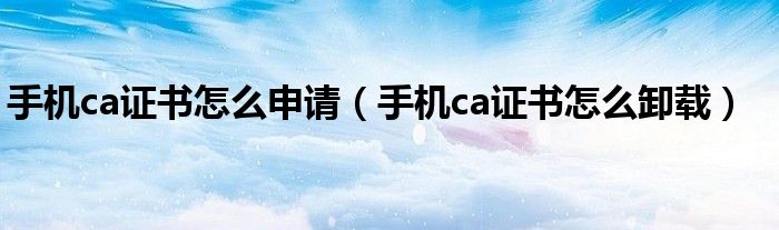 手机ca证书怎么申请（手机ca证书怎么卸载）