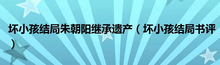 坏小孩结局朱朝阳继承遗产（坏小孩结局书评）