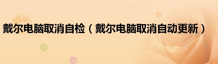 戴尔电脑取消自检（戴尔电脑取消自动更新）