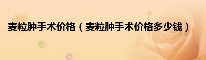 麦粒肿手术价格（麦粒肿手术价格多少钱）