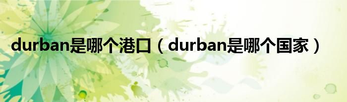 durban是哪个港口（durban是哪个国家）