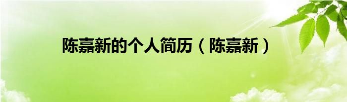 陈嘉新的个人简历（陈嘉新）