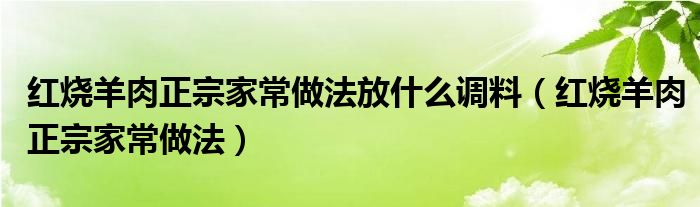 红烧羊肉正宗家常做法放什么调料（红烧羊肉正宗家常做法）