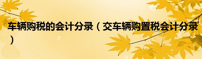 车辆购税的会计分录（交车辆购置税会计分录）