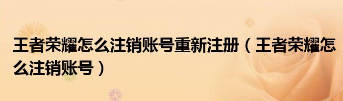 王者荣耀怎么注销账号重新注册（王者荣耀怎么注销账号）