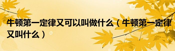 牛顿第一定律又可以叫做什么（牛顿第一定律又叫什么）