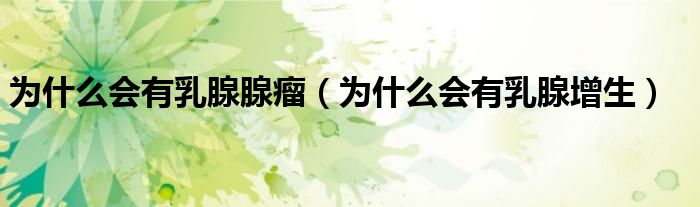为什么会有乳腺腺瘤（为什么会有乳腺增生）