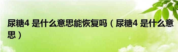 尿糖4 是什么意思能恢复吗（尿糖4 是什么意思）