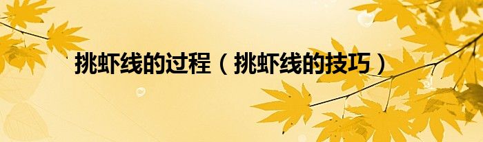 挑虾线的过程（挑虾线的技巧）