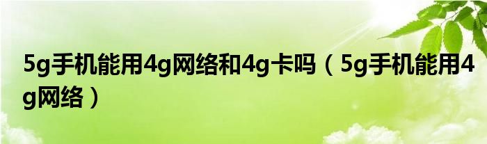 5g手机能用4g网络和4g卡吗（5g手机能用4g网络）
