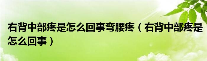 右背中部疼是怎么回事弯腰疼（右背中部疼是怎么回事）