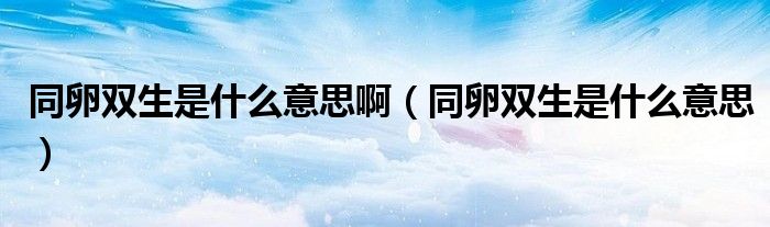 同卵双生是什么意思啊（同卵双生是什么意思）