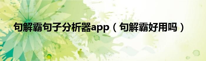 句解霸句子分析器app（句解霸好用吗）