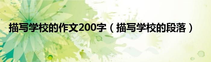 描写学校的作文200字（描写学校的段落）