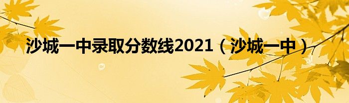 沙城一中录取分数线2021（沙城一中）