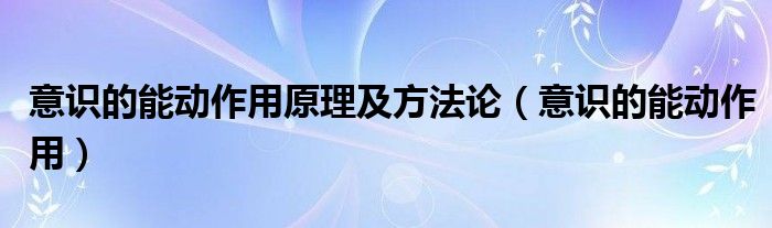 意识的能动作用原理及方法论（意识的能动作用）