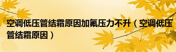 空调低压管结霜原因加氟压力不升（空调低压管结霜原因）