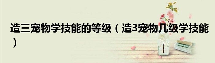 造三宠物学技能的等级（造3宠物几级学技能）