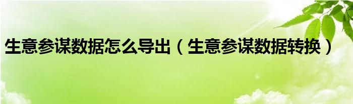 生意参谋数据怎么导出（生意参谋数据转换）