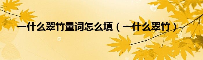一什么翠竹量词怎么填（一什么翠竹）