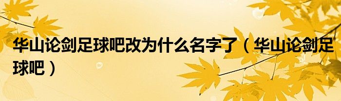 华山论剑足球吧改为什么名字了（华山论剑足球吧）