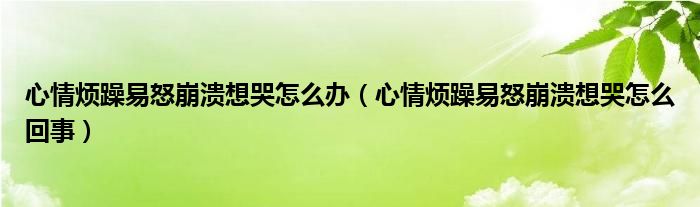 心情烦躁易怒崩溃想哭怎么办（心情烦躁易怒崩溃想哭怎么回事）