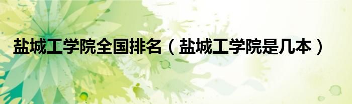 盐城工学院全国排名（盐城工学院是几本）