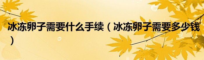 冰冻卵子需要什么手续（冰冻卵子需要多少钱）