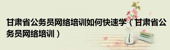 甘肃省公务员网络培训如何快速学（甘肃省公务员网络培训）