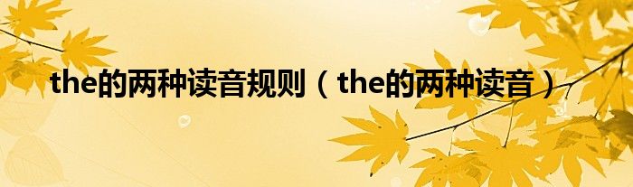the的两种读音规则（the的两种读音）
